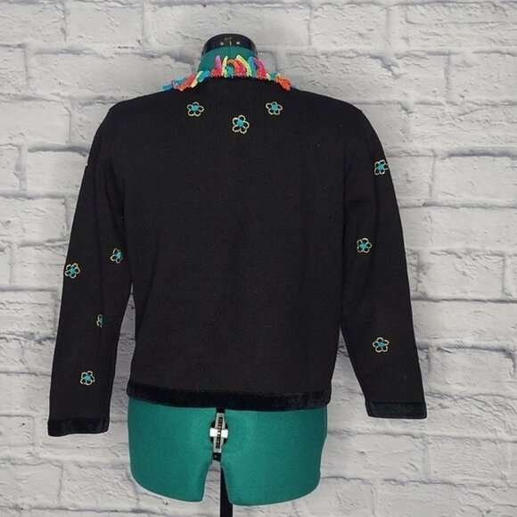 BEREK Vintage Womens Black Embroidered Scottish dog mom Lover motif sweater Sz M - Picture 6 of 8